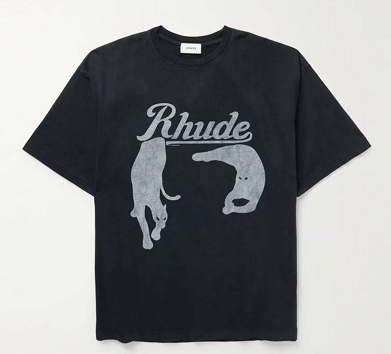 Rhude Black Cat Tee - Vintage Black