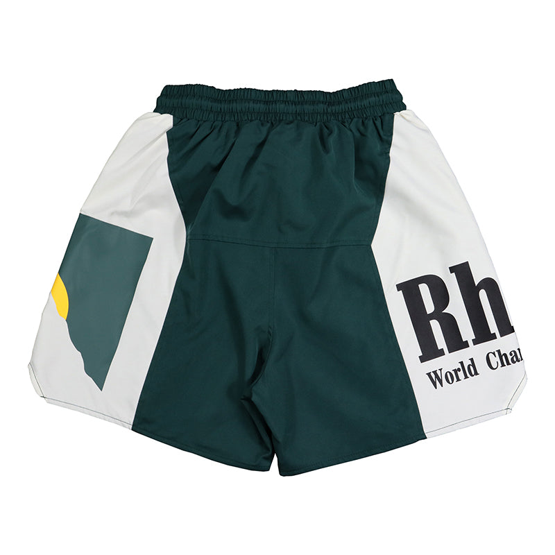 Rhude Panel Logo Shorts Green/White/Multi