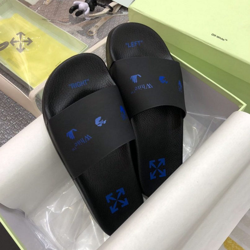OFF-WHITE Logo Slides Black Blue