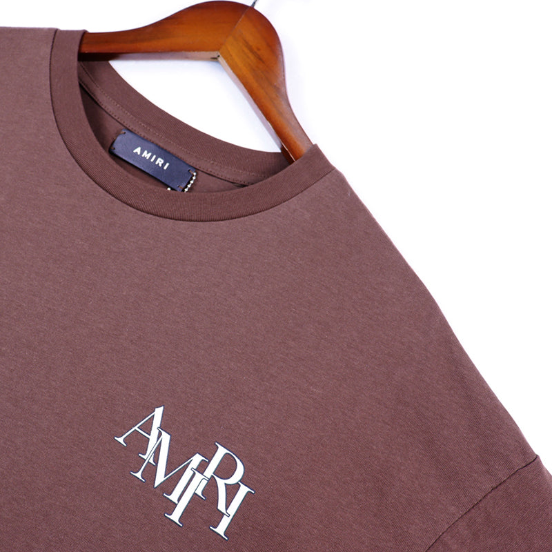 AMIRI Staggered Logo Tee Frosty Brown