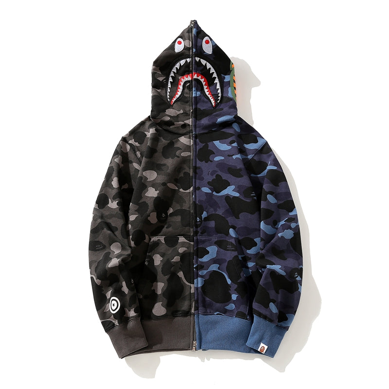 BAPE Color Camo Separate Shark Full Zip Hoodie Black/Blue