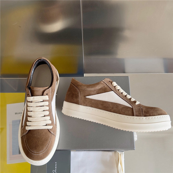 Rick Owens Vintage Sneaks Velour Suede Dust Grey Milk White