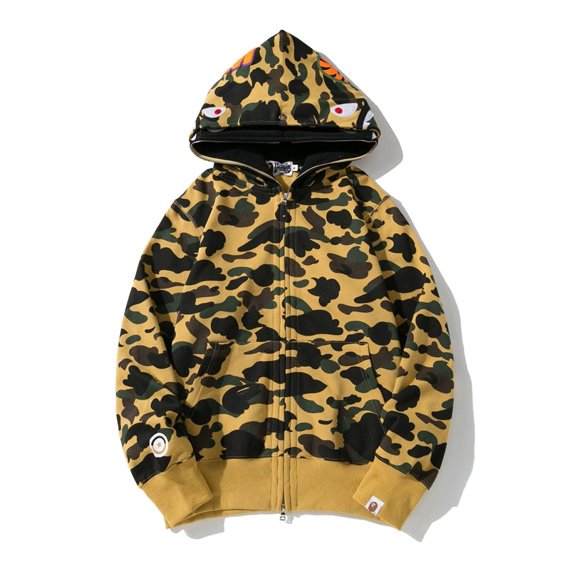 BAPE 1st Camo Shark Full Zip Double Hoodie Yellow