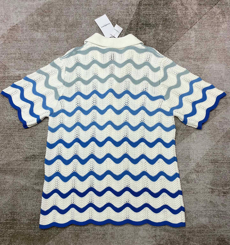 CASABLANCA Gradient Wave Texture Shirt Blue