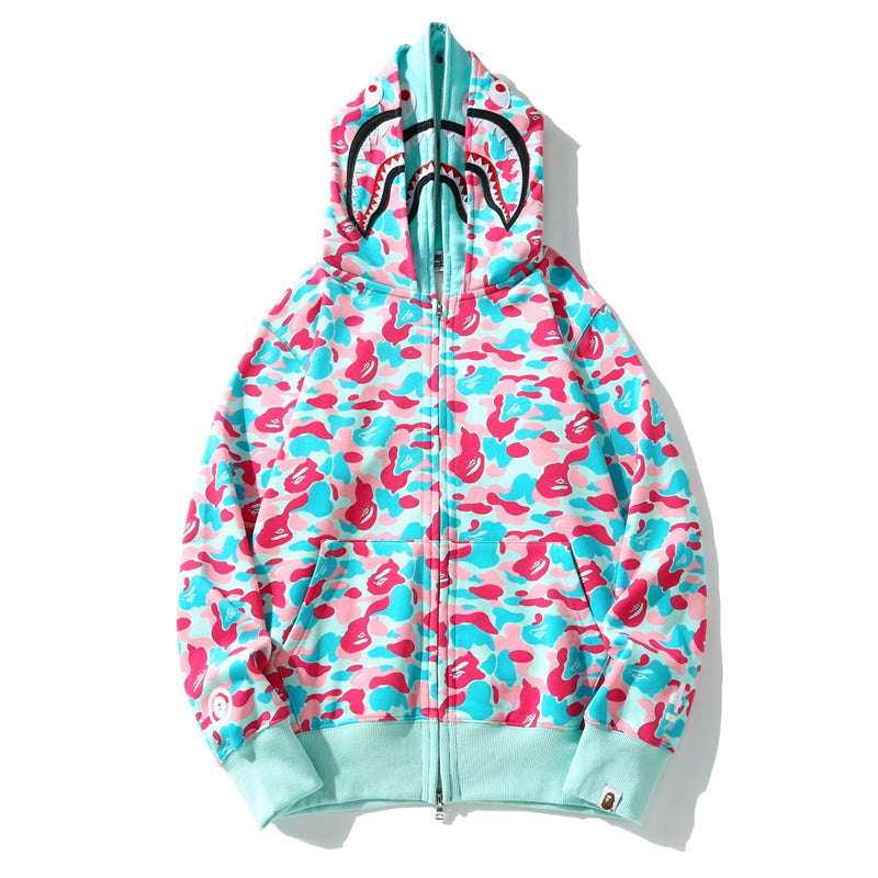 BAPE Store Miami Shark Full Zip Hoodie Pink/Blue