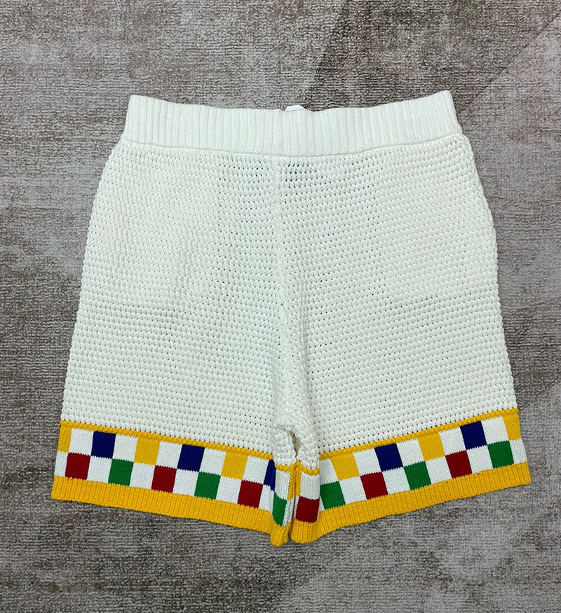 CASABLANCA Faux Crochet Short White/Yellow