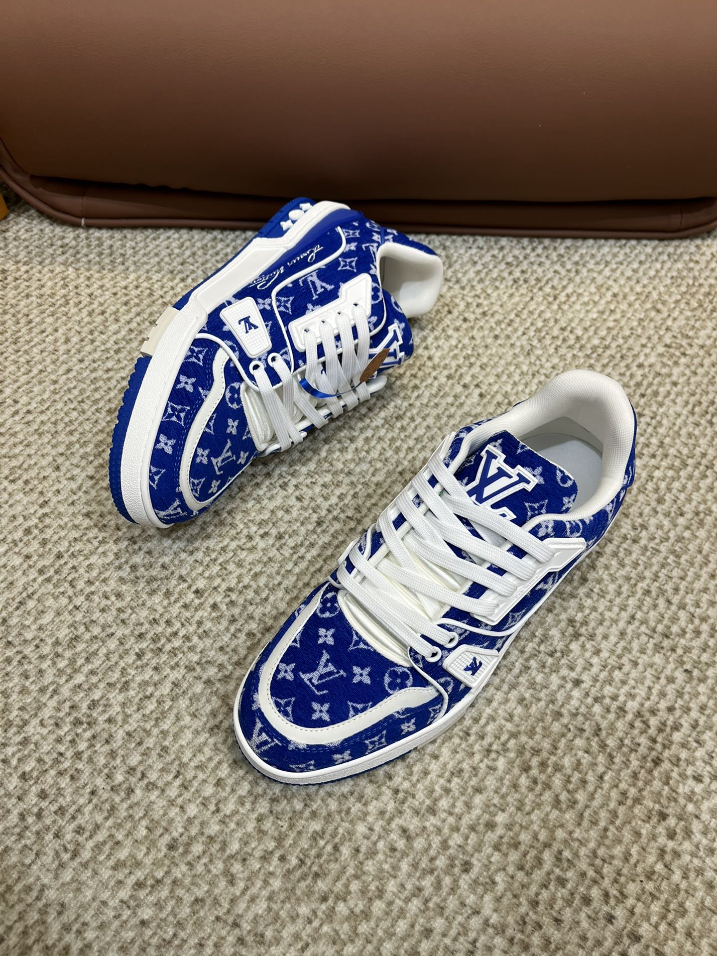 Louis Vuitton Trainer Blue Monogram Textile