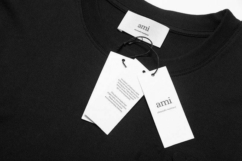 AMI Paris logo-patch Cotton T-shirt Black