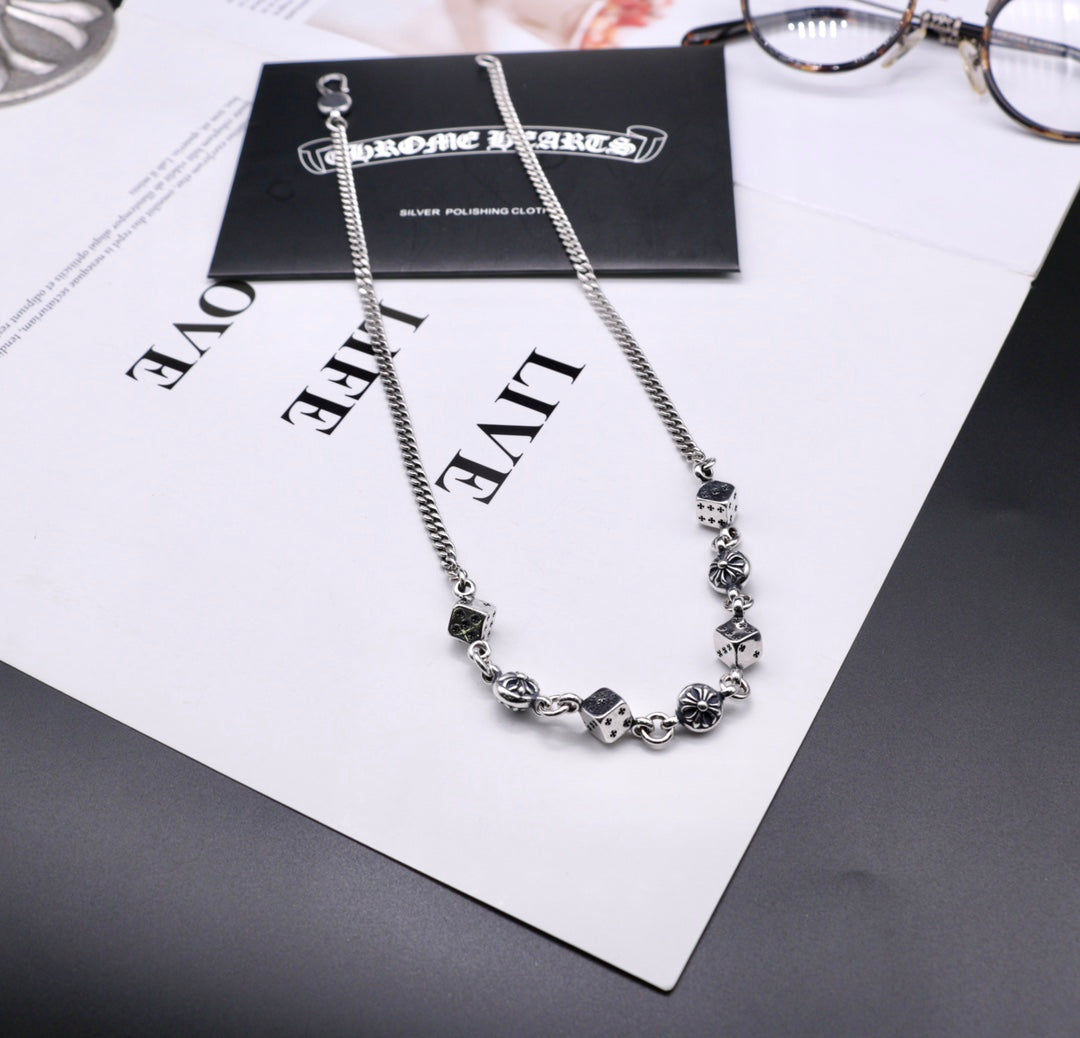 Chrome Hearts - Sterling Silver Cross rock handmade Necklace S925