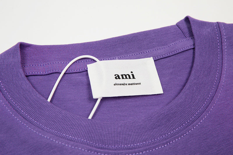 Ami Paris Ami de Coeur Organic Cotton T-Shirt Purple