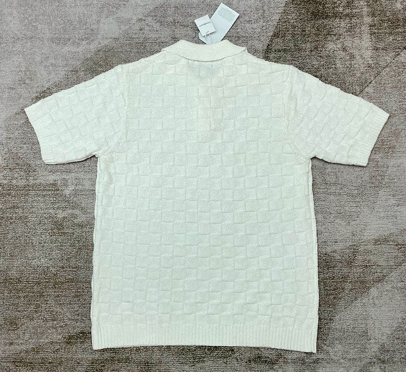 CASABLANCA logo-embroidered Bouclé Polo Shirt White