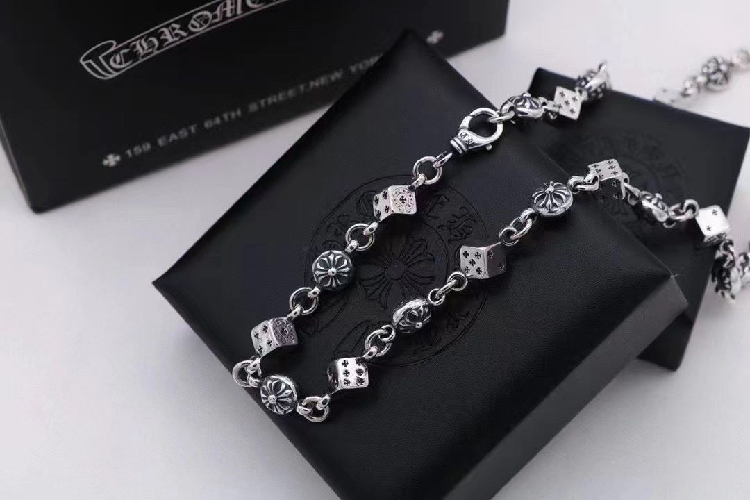Chrome Hearts - Silver Cross Bracelet Dice Punk