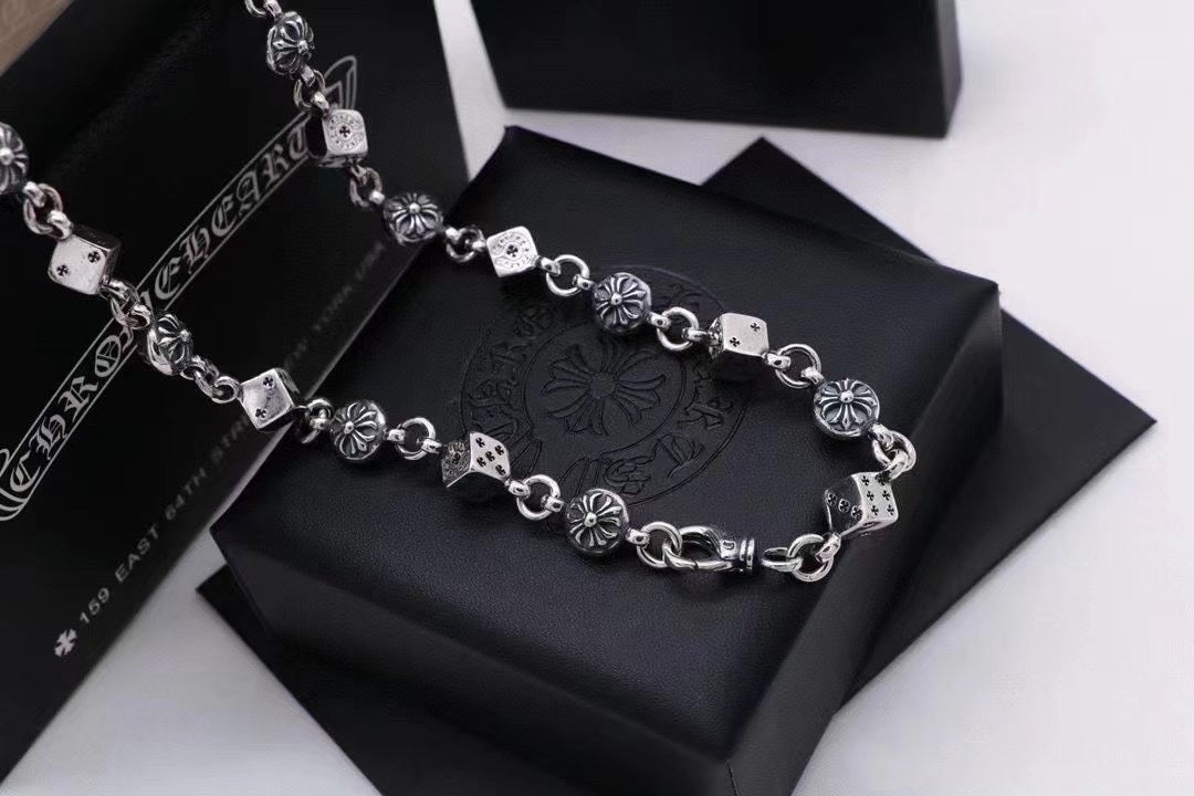Chrome Hearts - Silver Cross Bracelet Dice Punk