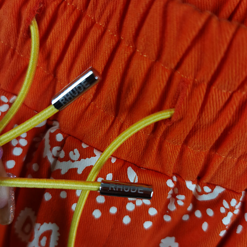 Rhude Bandana Print Swim Trunk Short Orange