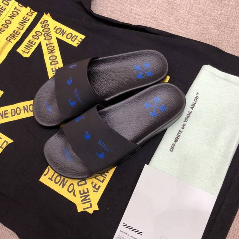 OFF-WHITE Logo Slides Black Blue