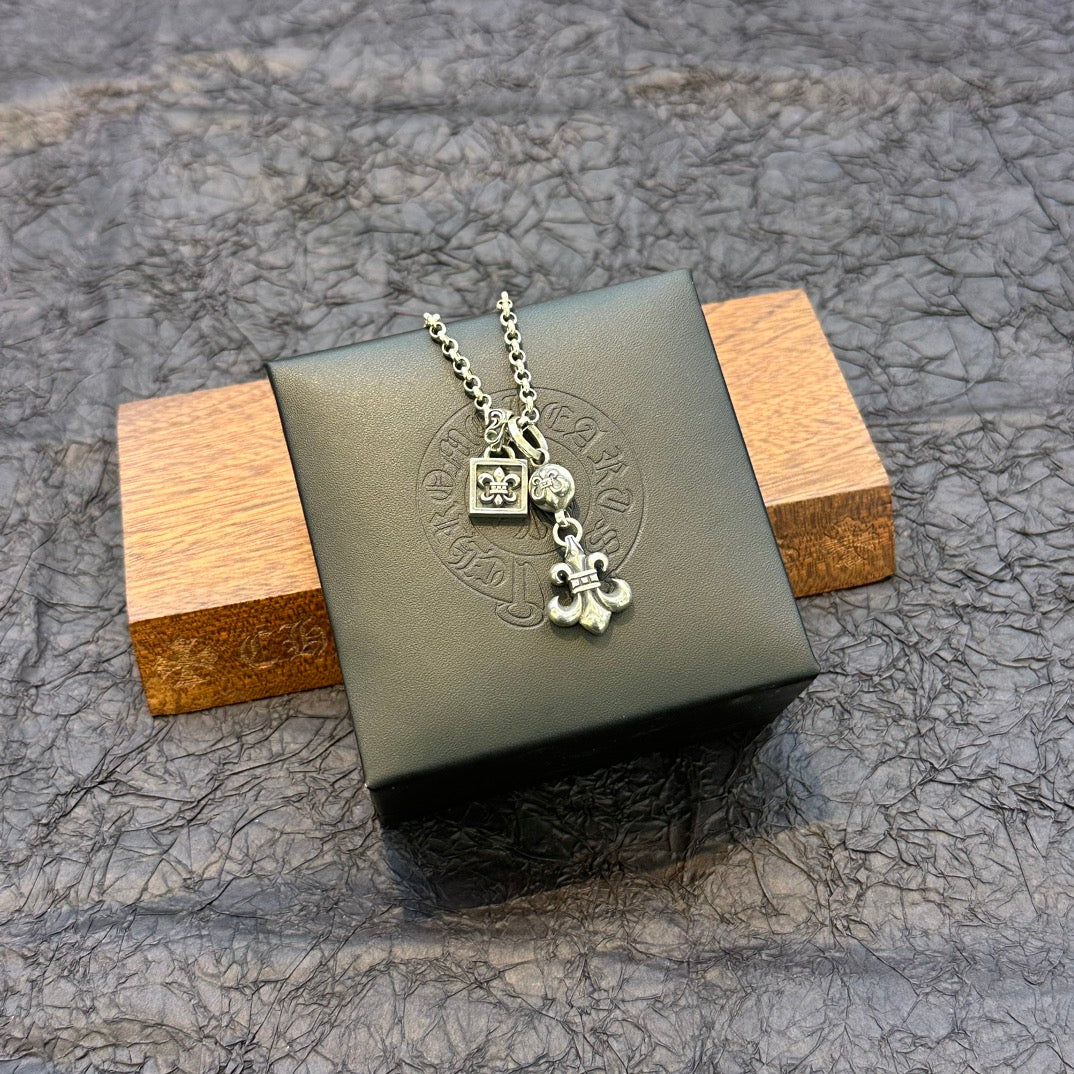 Chrome Hearts - Fleur de Lis And Square Pendant Necklace