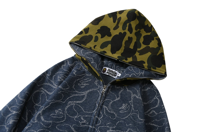 BAPE ABC Camo Relaxed Fit Full Zip Hoodie Navy