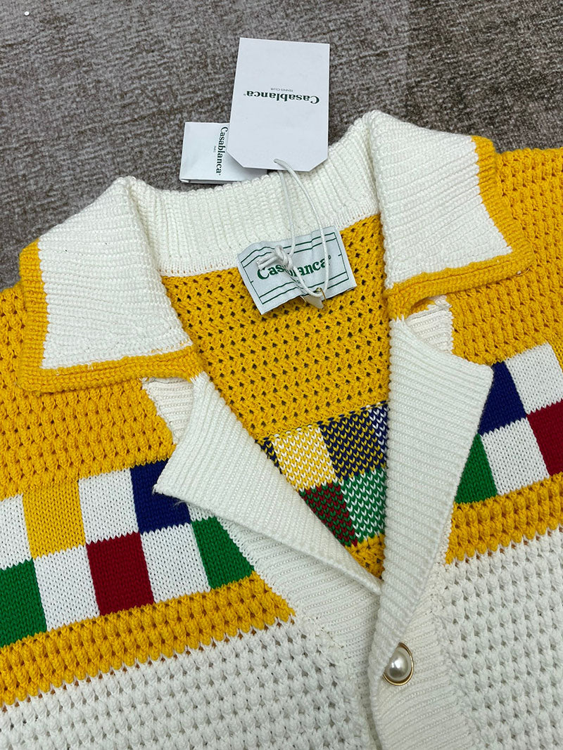 CASABLANCA Faux Crochet Shirt White/Yellow