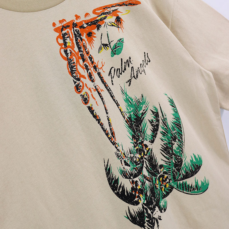 Palm Angels Upside Down Palm T Shirt Beige