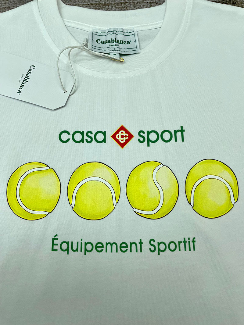 CASABLANCA Casa Sport Tennis Balls T-Shirt White