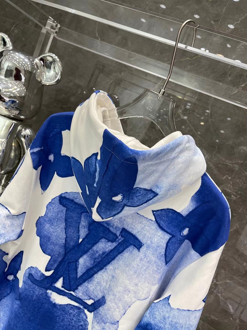 Louis Vuitton Watercolor Giant Monogram Hoodie Blue