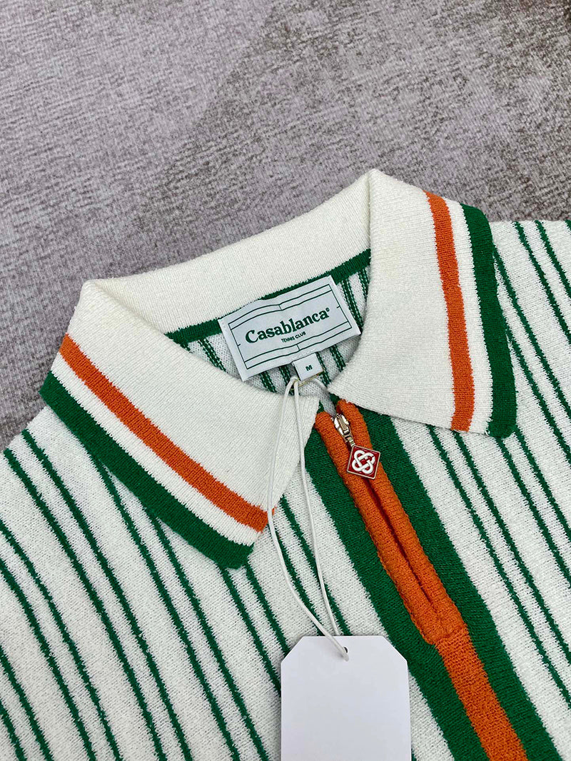 CASABLANCA Striped Boucle Polo