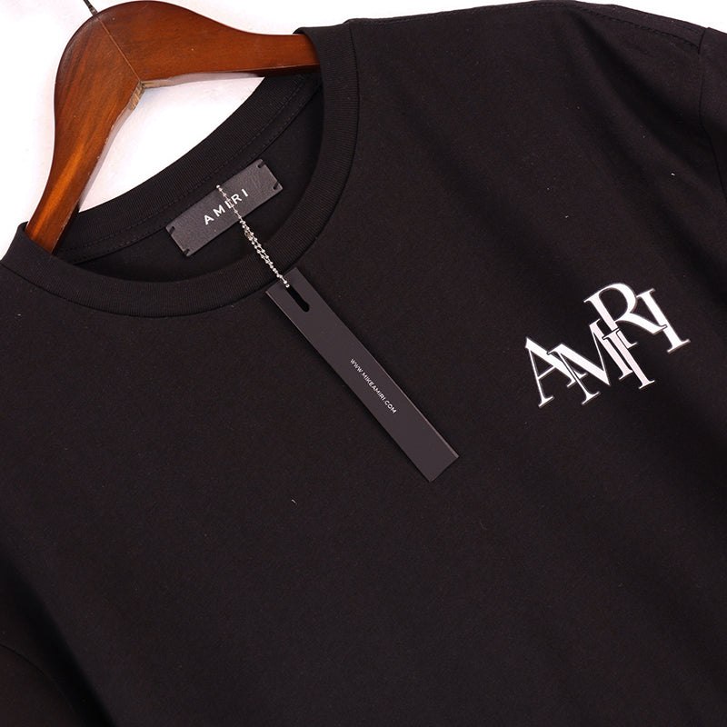 AMIRI Staggered Logo Tee Frosty Black