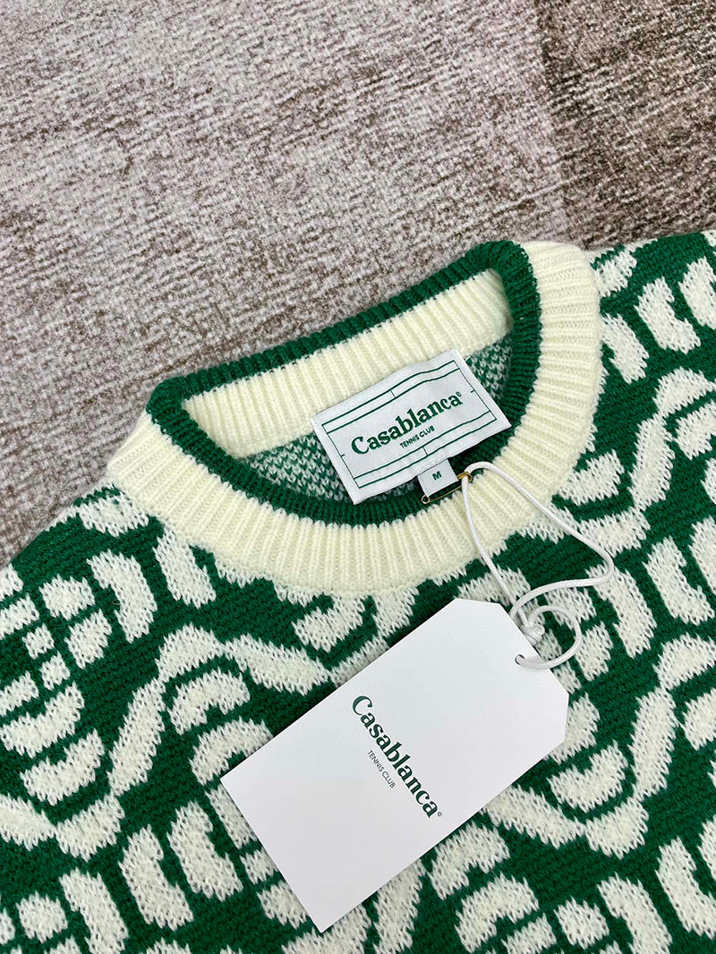 CASABLANCA Merino Wool-Blend Monogram Sweater