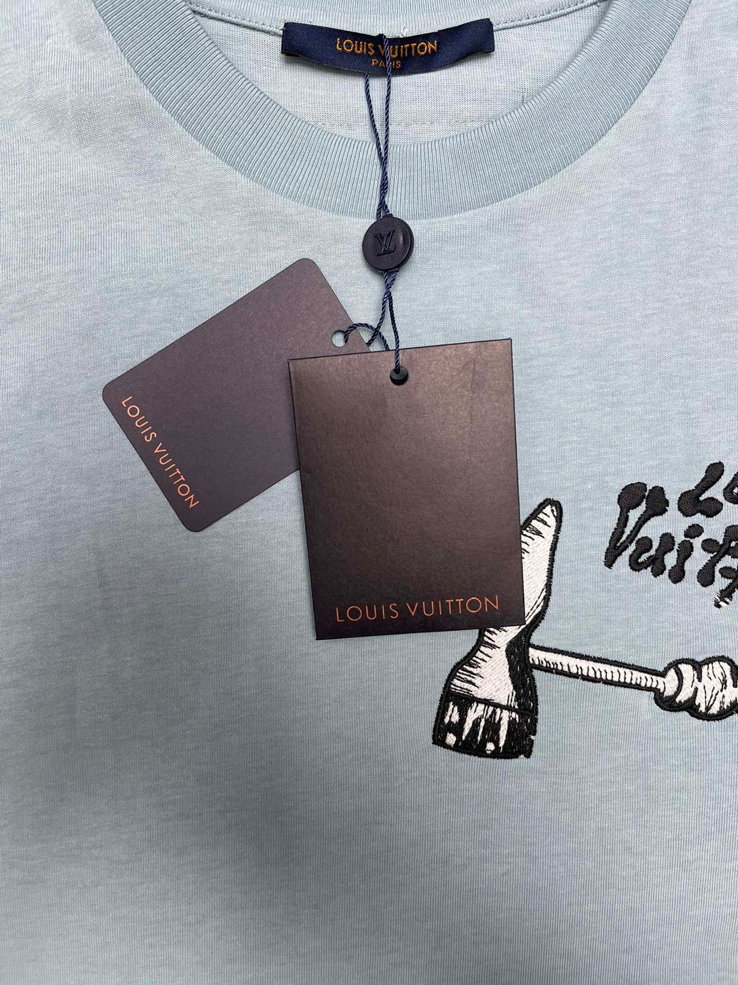 Louis Vuitton LV Logo T Shirt Light Blue