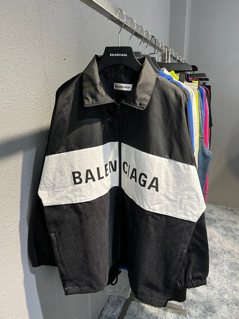Balenciaga Black Logo zip-up Track Jacket