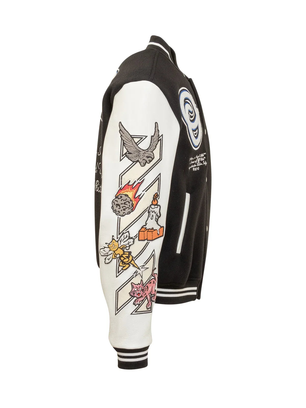 OFF - WHITE Logic Patch Varsity Jacket in black