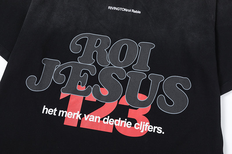 Rivington Roi Rebis Roi Jesus Printed Cotton T-shirt Black