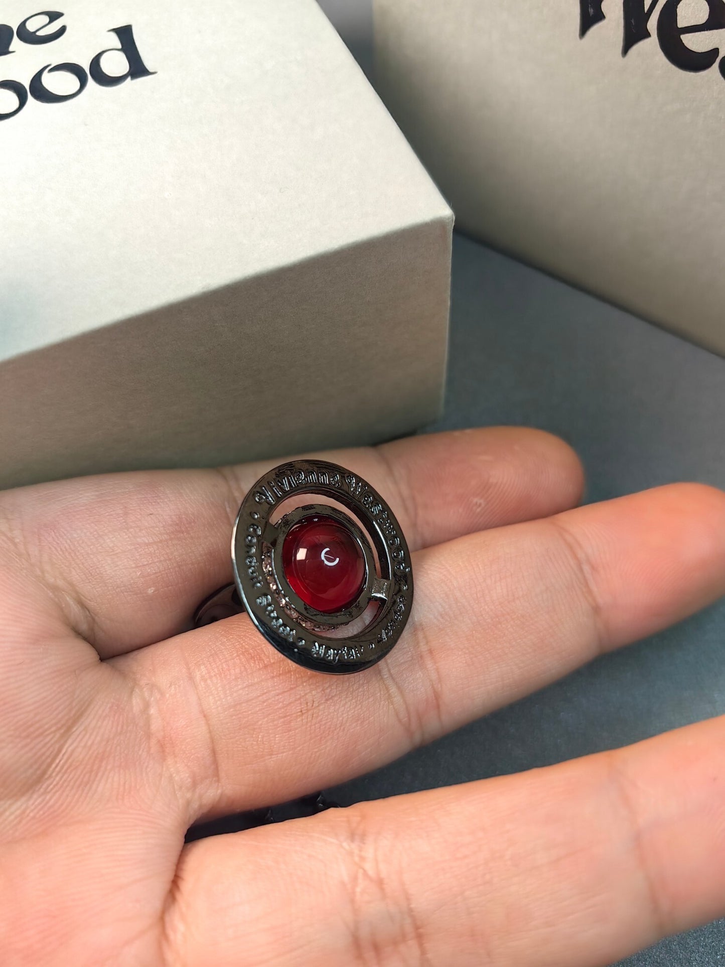 Vivienne Westwood Black gold red 3D Saturn Necklace