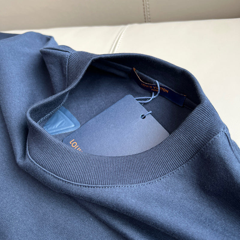 Louis Vuitton Relief Logo Tee Navy