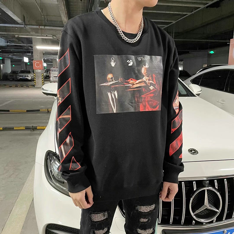 Off-White Caravaggio Diag Sleeve Crewneck Black/Red