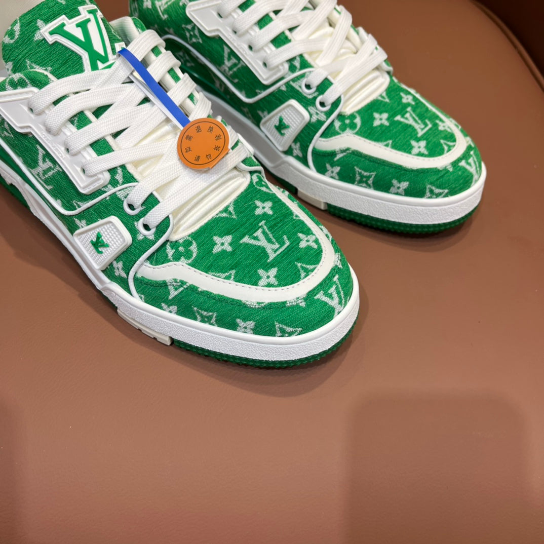 Louis Vuitton Trainer Green Monogram Textile