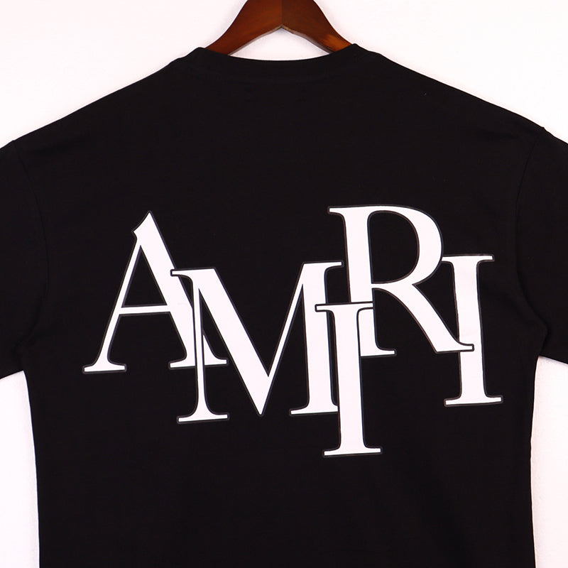 AMIRI Staggered Logo Tee Frosty Black