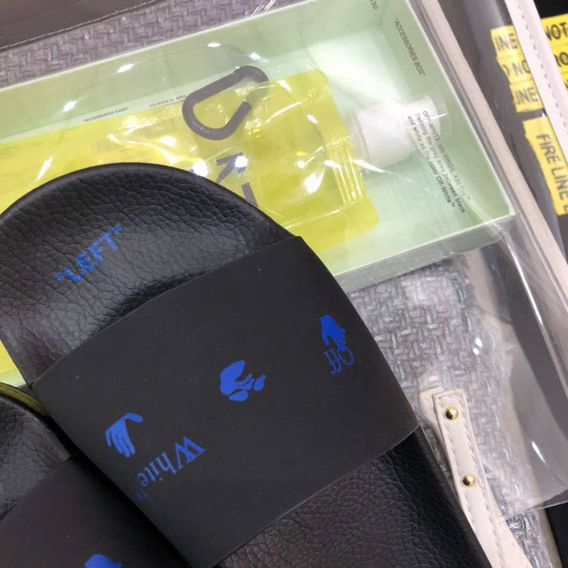 OFF-WHITE Logo Slides Black Blue