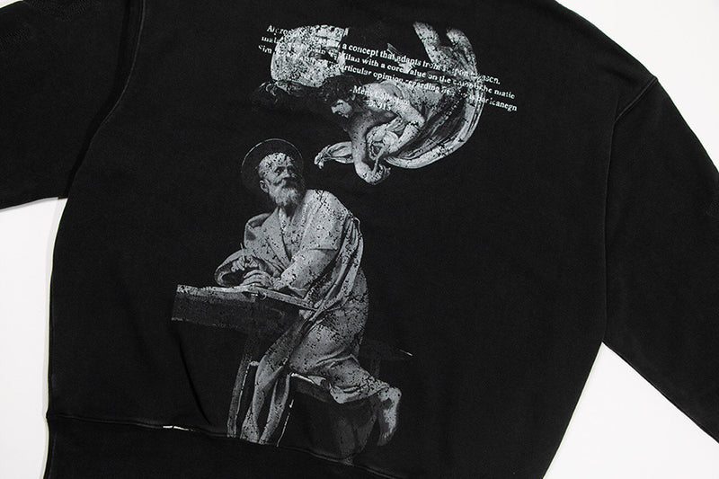 OFF-WHITE Saint Matthew-print cotton hoodie Black Grey