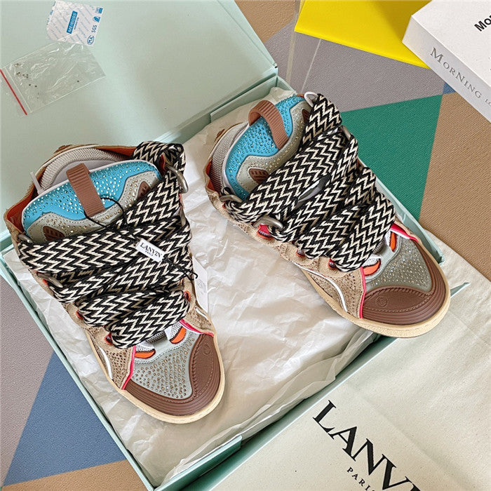 Lanvin Curb Sneaker Crystal Suede Beige