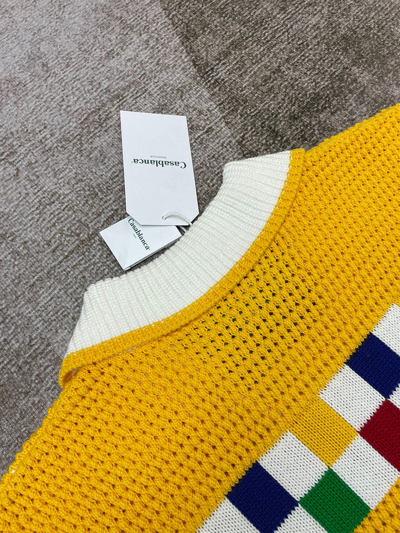 CASABLANCA Faux Crochet Shirt White/Yellow