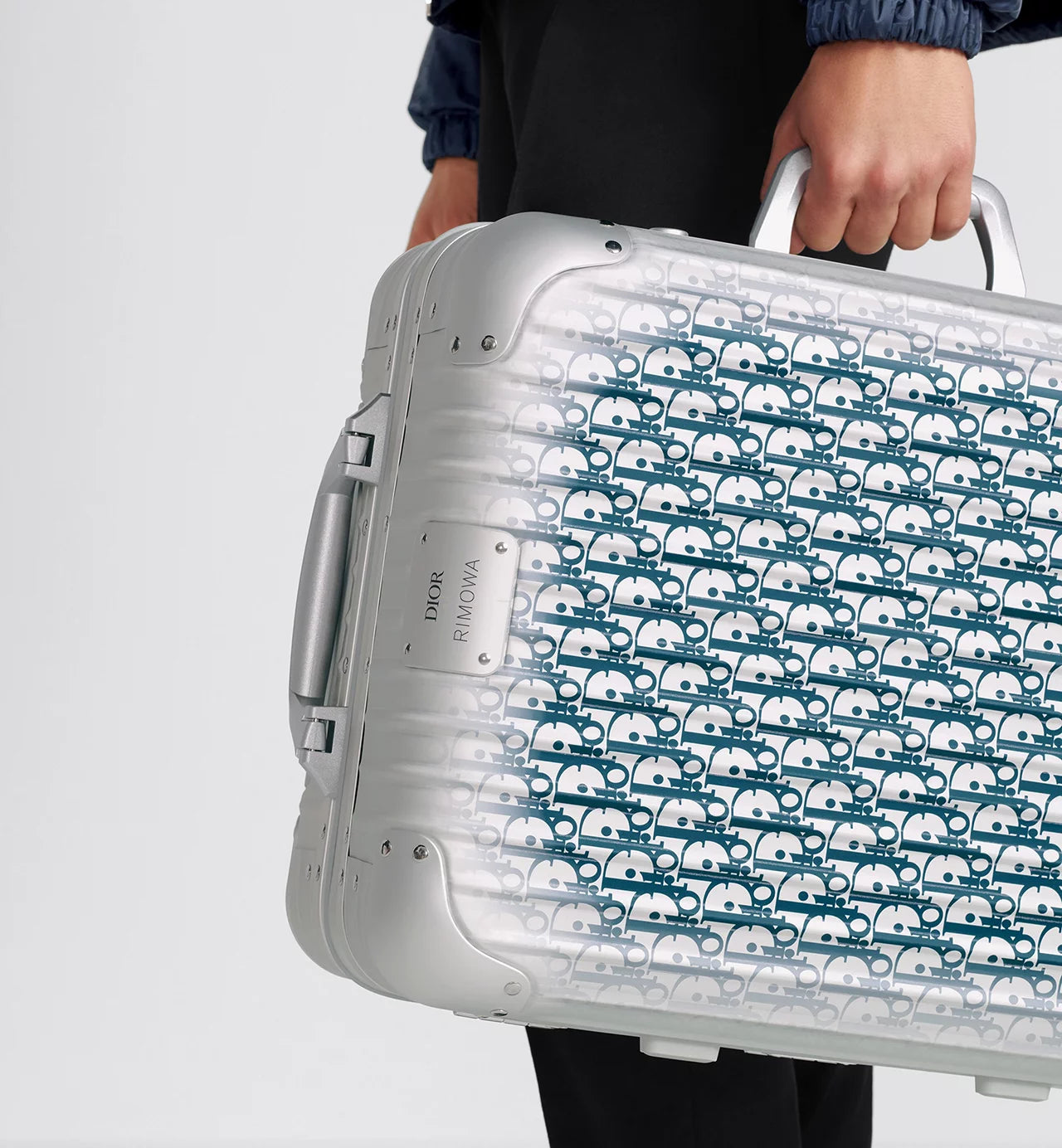 Dior x RIMOWA Carry-On Suitcase Gradient Blue Dior Oblique Aluminum