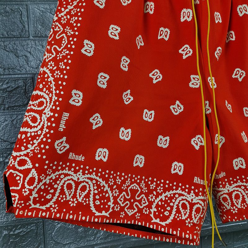 Rhude Bandana Print Swim Trunk Short Orange
