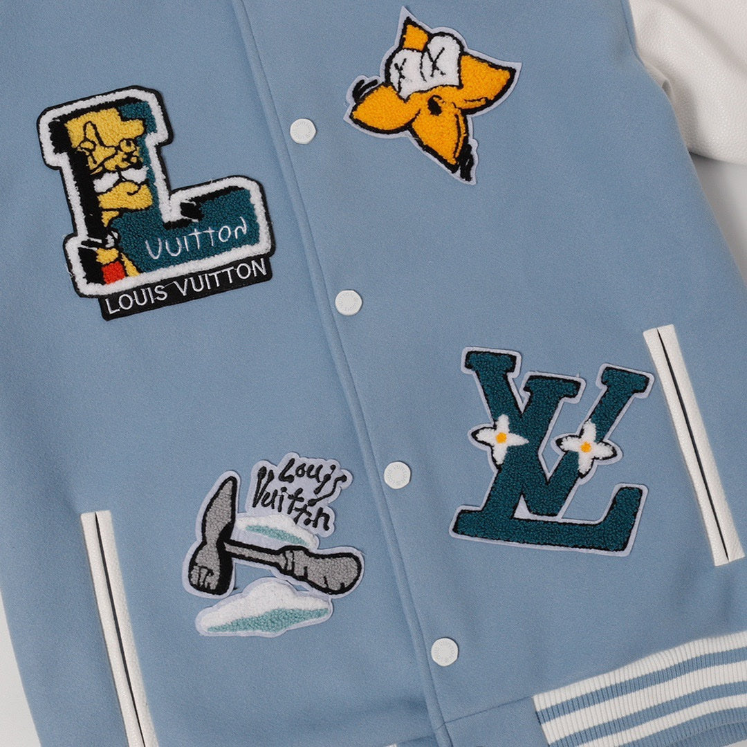 Louis Vuitton Multi Patches Blue Varsity Jacket