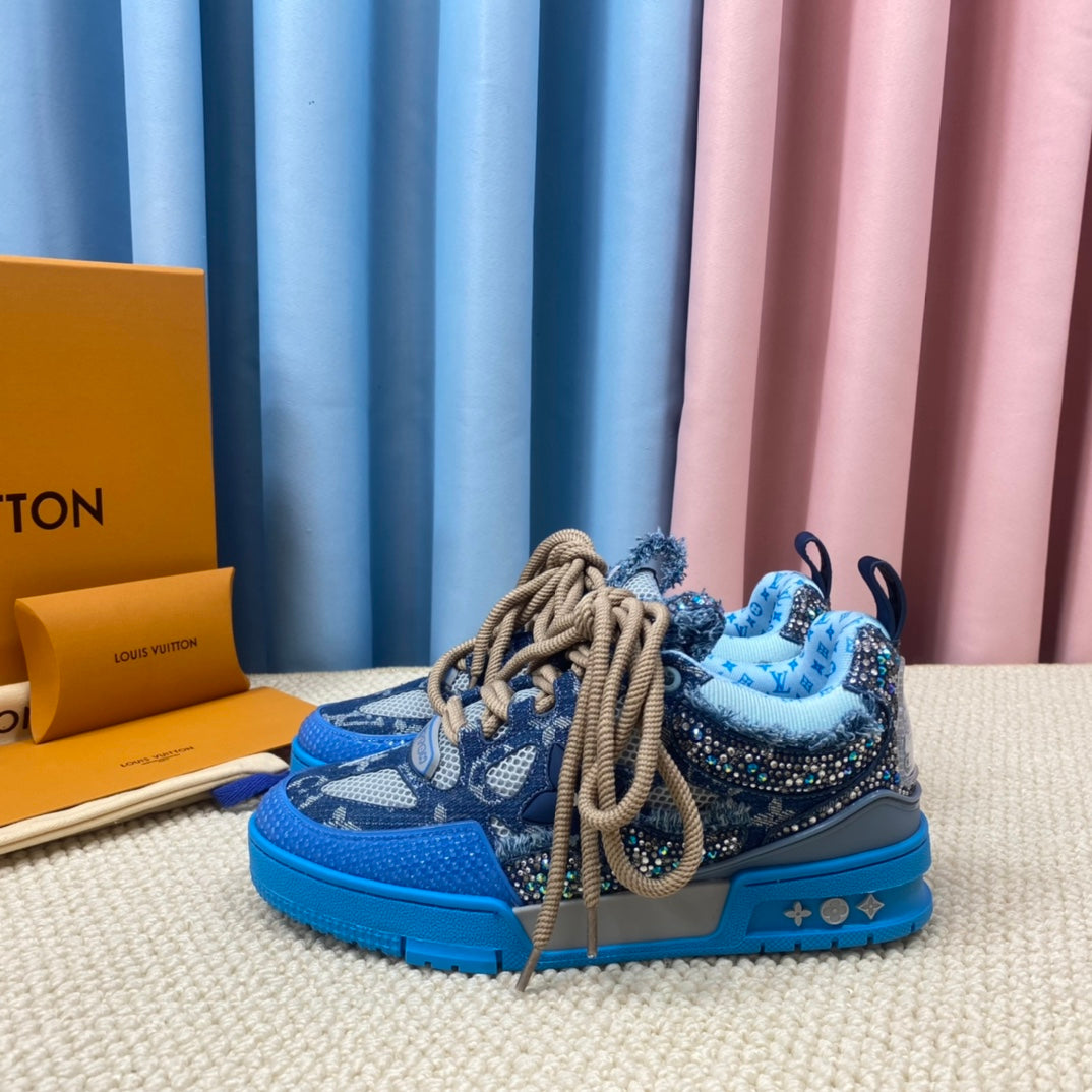 Louis Vuitton Skate Trainer Blue Swarovski Monogram