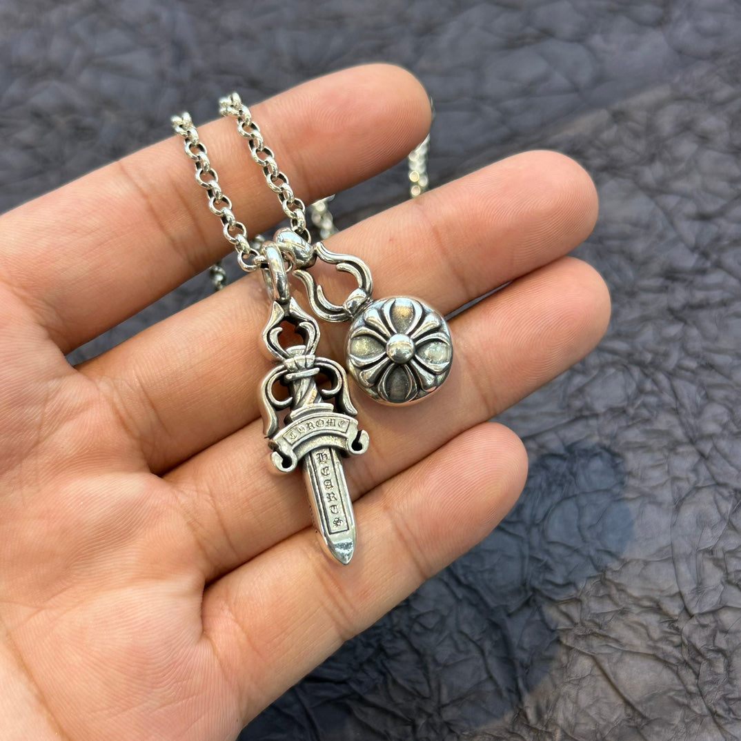 Chrome Hearts - Dagger and Cross Ball Pendant Necklace