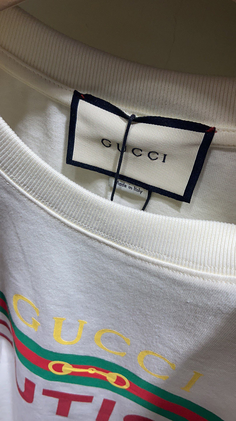 GUCCI Boutique Print Cotton T-shirt White