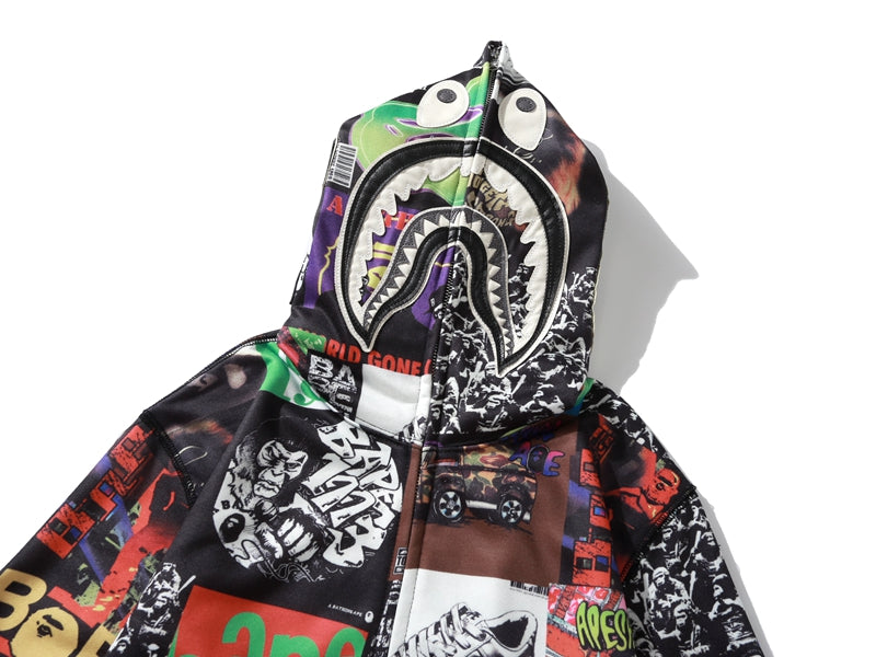 BAPE Album Monogram Shark Hoodie Multicolor