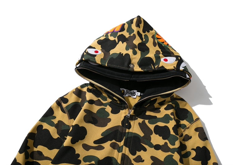 BAPE 1st Camo Shark Full Zip Double Hoodie Yellow