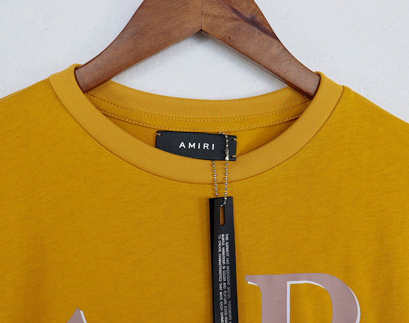 AMIRI STAGGERED CHROME PRINT T-SHIRT YELLOW